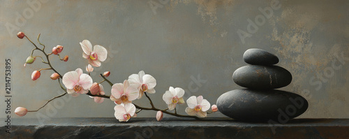 Zen Stones and Orchids for Relaxation and Harmony