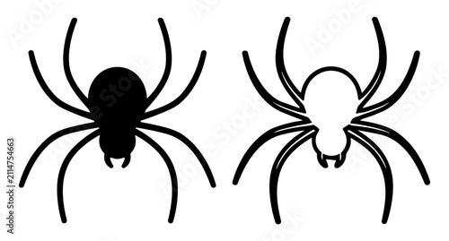 Fotografía Black and white spider silhouettes with detailed legs and body shapes on a plain