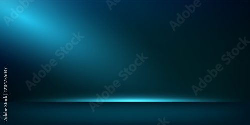 Blue studio background. Empty Room Studio with table. Space for selling products, backdrop, wallpaper, background, text. Gradient table. Vector illustration.
