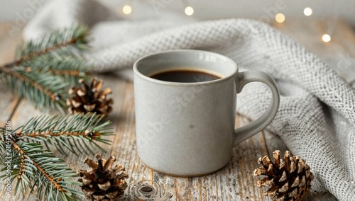cup of coffee and christmas cookies
