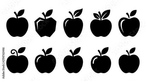 Canvas Print Collection of Silhouettes with Leaves for Organic Food and Health Concepts in Ve