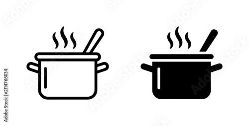 Фотография Hot Pot Icons, Cooking Vessel Graphics, Culinary Steam Symbols, Food Preparation
