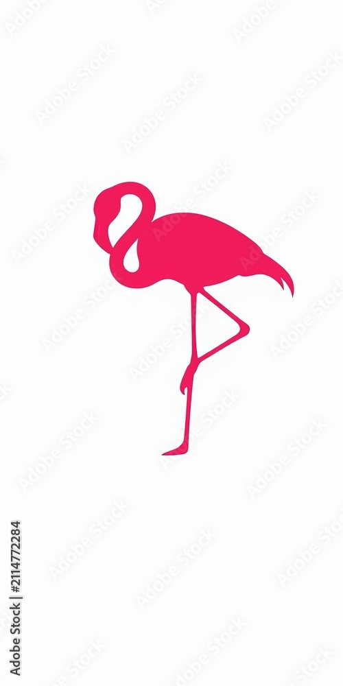 Obraz premium Flamingo silhouette against white background, elegant and simple design, solitude, silhouette
