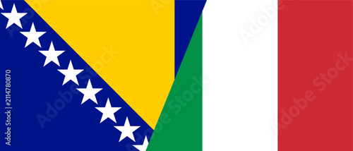 Obraz na płótnie Bosnia and Herzegovina vs Italy national flags diagonal split background