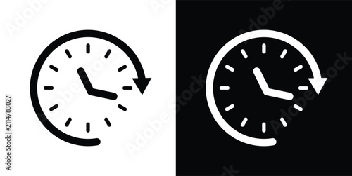 Картината върху платно Clock icons with arrows black and white