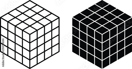 Bild auf Leinwand Cube Icon, featuring simple puzzle design, color editable styles, geometric bloc