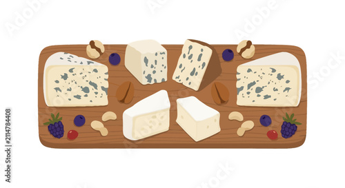 Foto Gourmet cheese platter with blue cheese berries and nuts