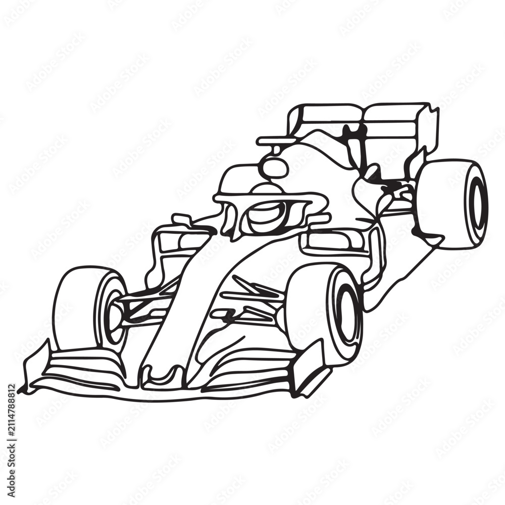 Fototapeta premium Formula Racing Car Line Art Vector Illustration