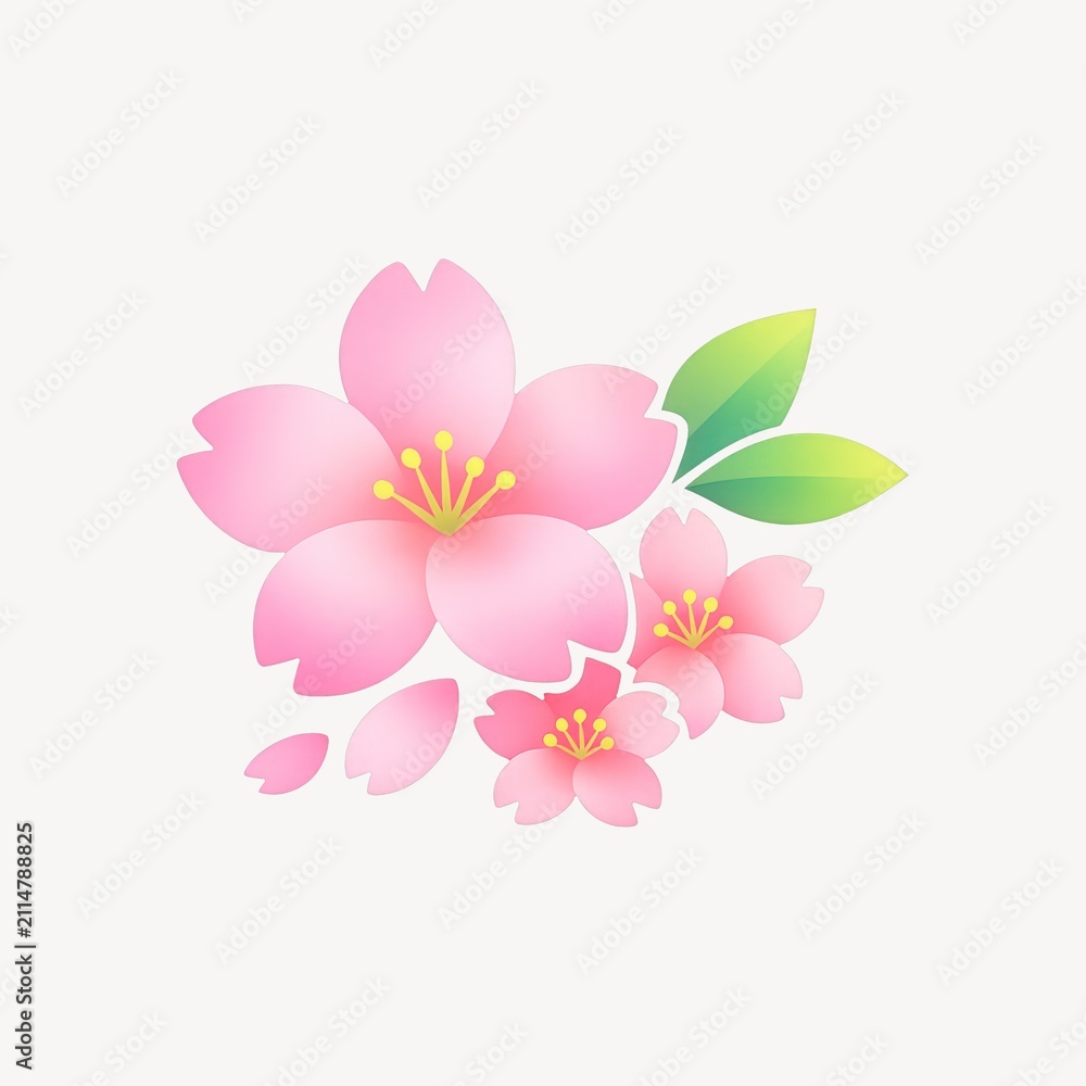 Obraz premium Elegant pink cherry blossoms illustration.