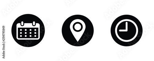 Doodle date time and location line icon vector design elements isolated on a white background. Digital Calendar, time, address location pointer design isolated on white background.