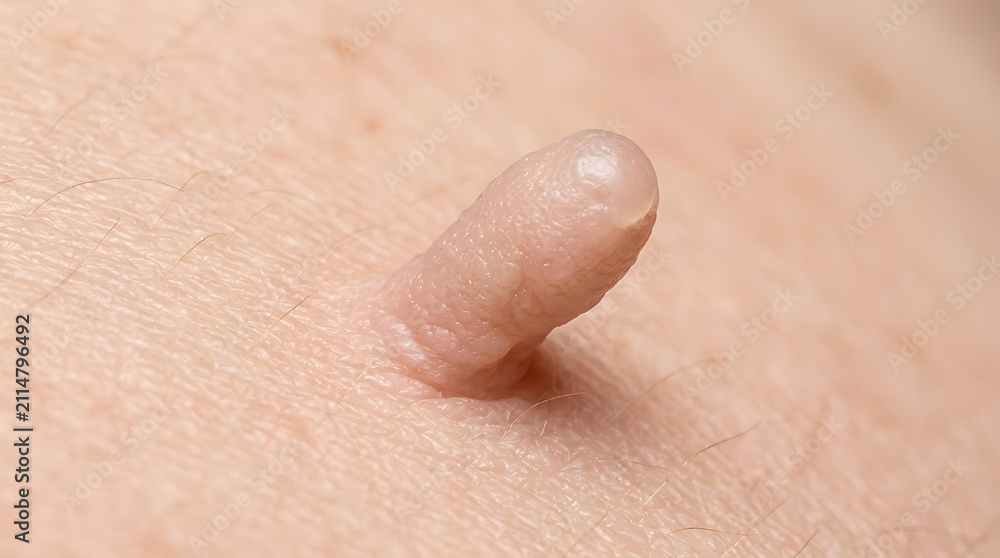 Fototapeta premium Close up view of a skin tag on human skin surface