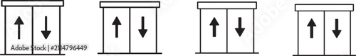 Modern elevator icon set for building, office, hotel, apartment, accessibility and lift navigation.