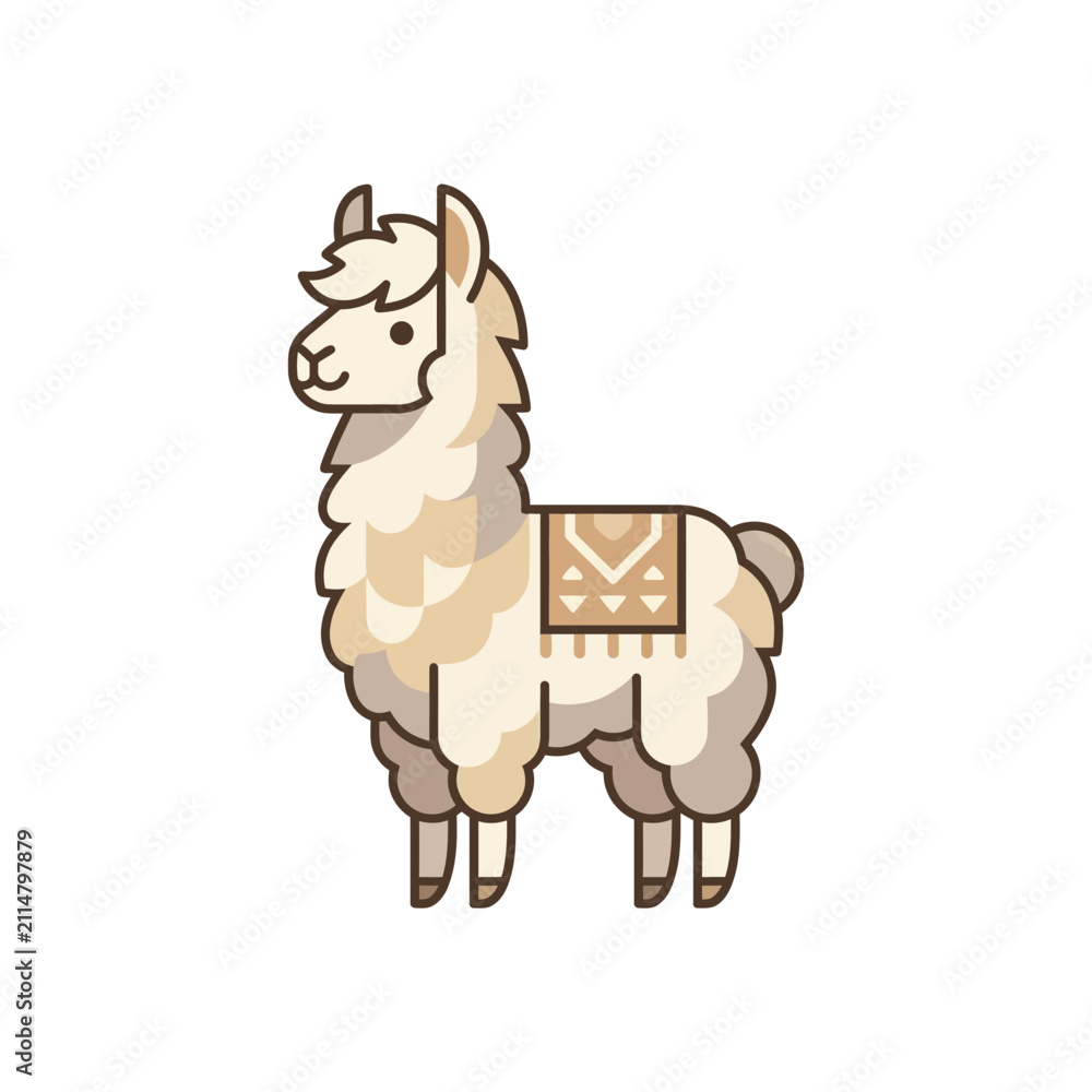 Fototapeta premium Pop-art llama character with colorful blanket.