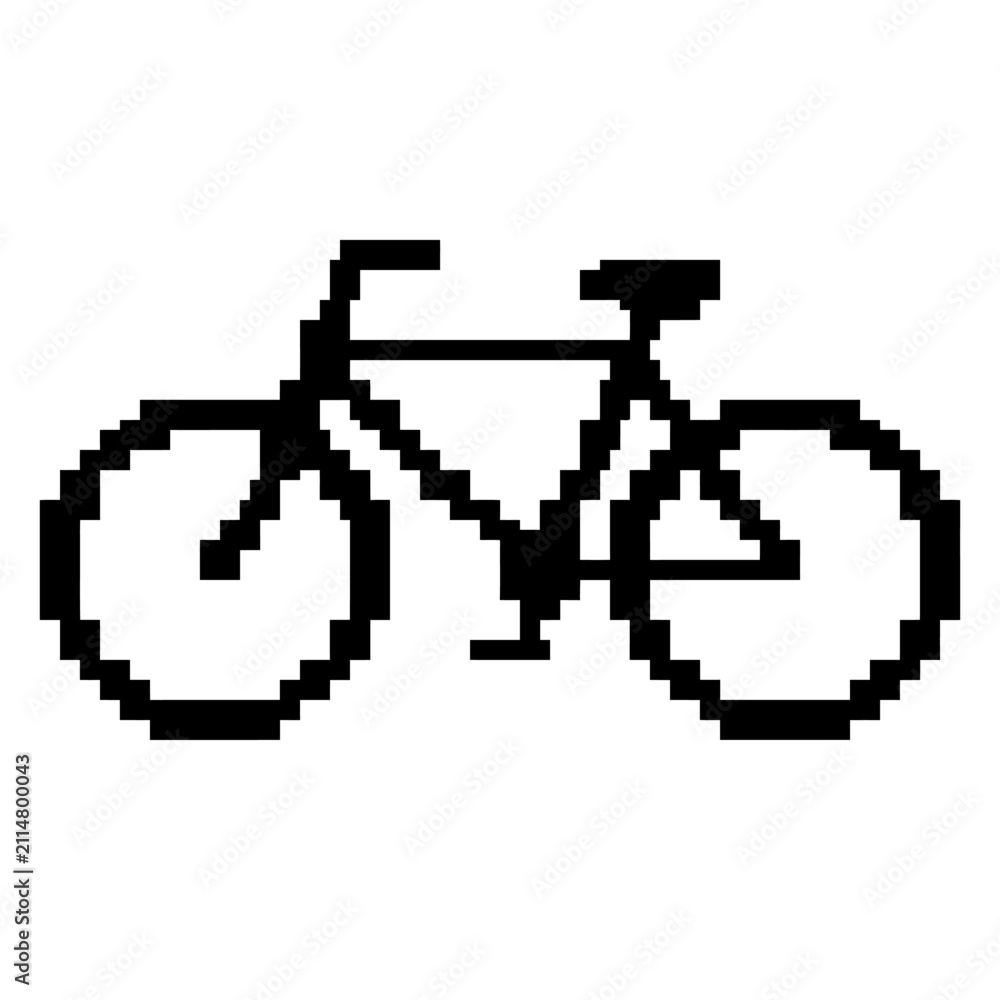 Fototapeta premium Simplified pixel art bicycle transport icon.
