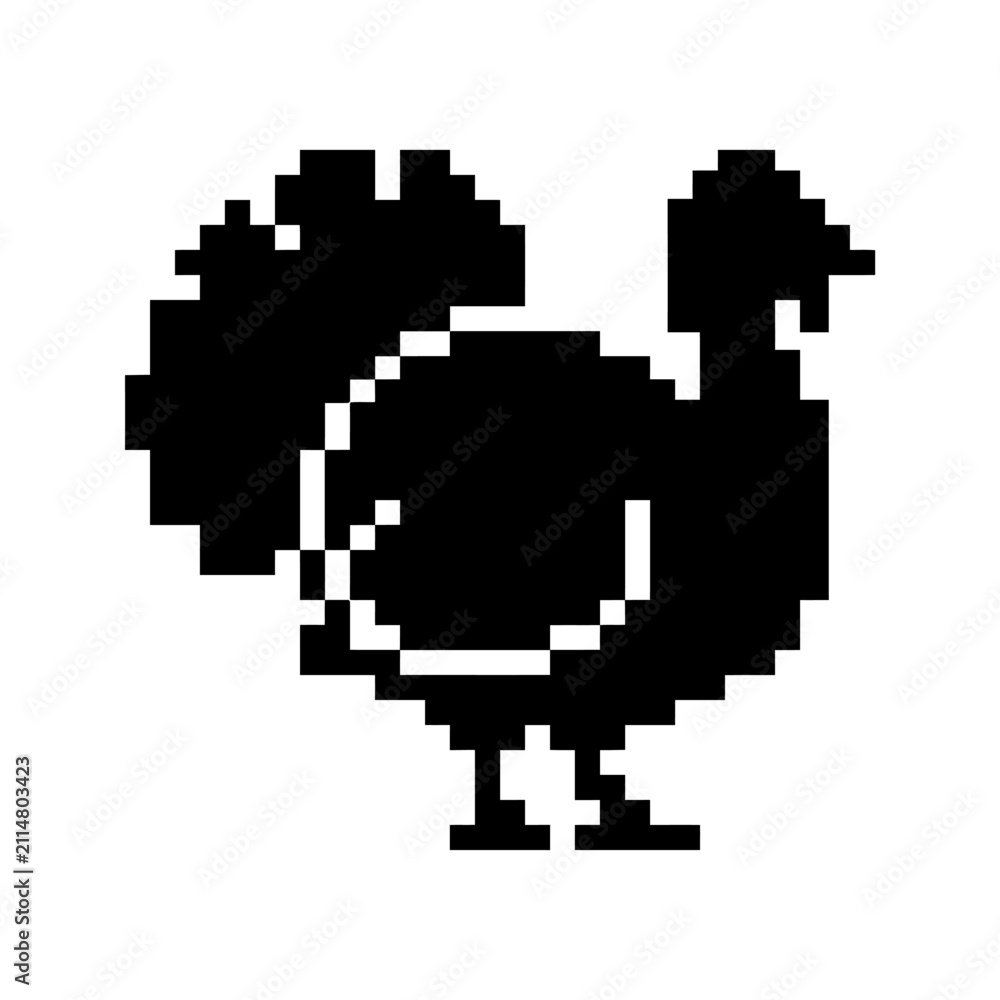 Fototapeta premium Stylized turkey pixel art graphic.