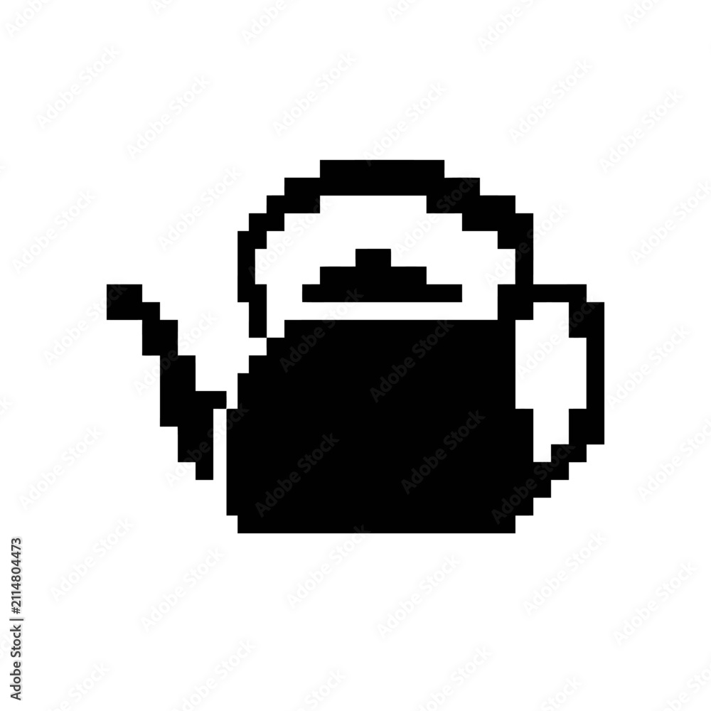 Fototapeta premium Teapot kettle pixel icon.
