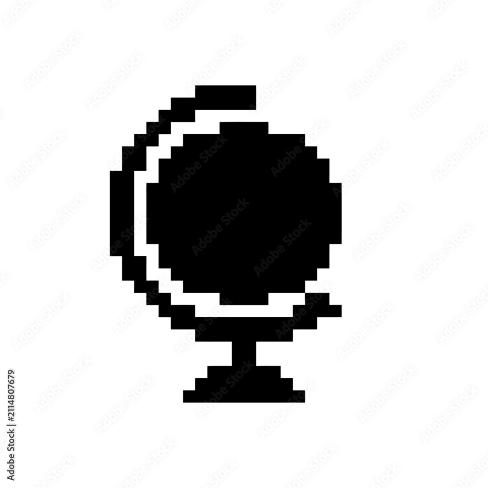 Fototapeta premium World globe pixel art icon with stand.