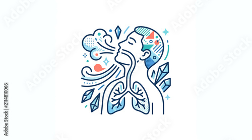 Person Breathing Fresh Air, Lungs Illustration, Clean Energy