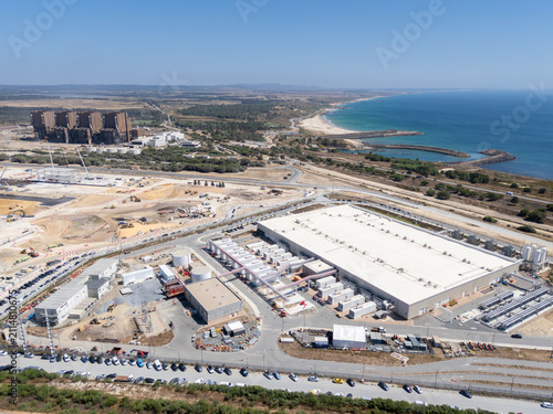 Hyperscale data center facility and adjacent construction site near the coast in Portugal. 