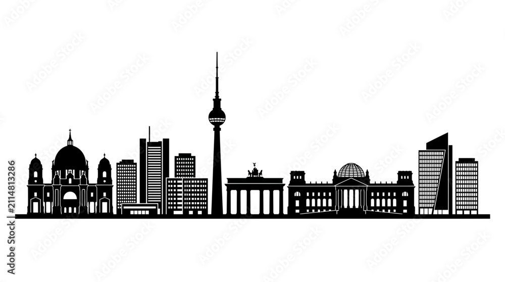 Fototapeta premium Modern City Skyline Silhouette with Iconic Buildings