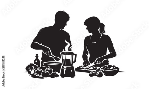 couple working together in the kitchen