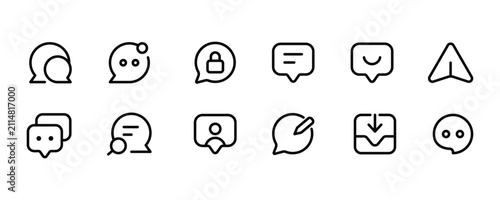 Clean Line Art Icons Set for Messaging, Feedback, and User Interaction symbol.