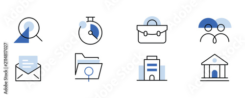 Minimalist Modern Business and Finance Dual Tone Line Icon Set