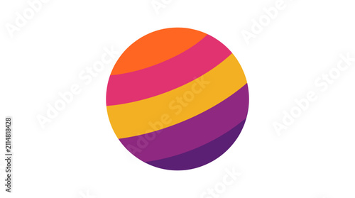 Colorful striped sphere graphic illustration