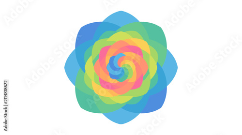 Colorful abstract flower illustration with swirling petals