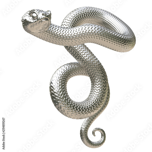 Photography Silver Pendant Coiled Viper Snake