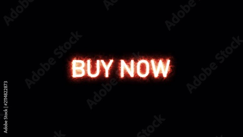 Dynamic Buy Now text animation created with the Saber plugin, featuring a glowing neon energy effect with cinematic light trails. Perfect for e-commerce promotions, online store advertisements, produc