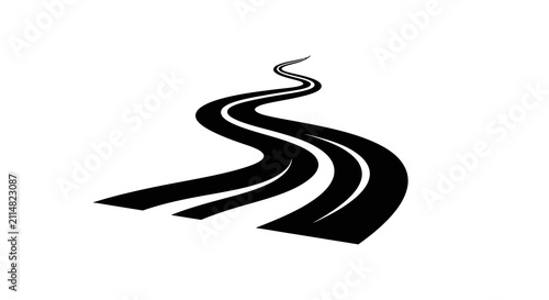 Winding road shape black silhouette curve path