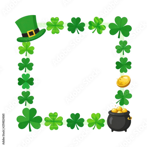 St patricks day shamrock clover border frame