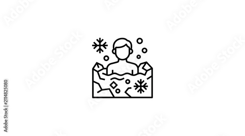 Person in Icy Water with Snowflakes Icon