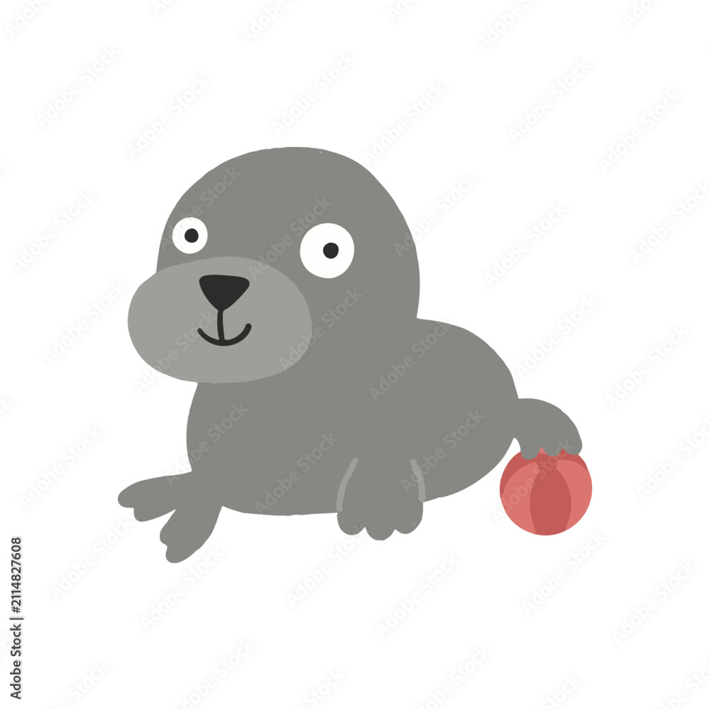 Naklejka premium Naive Style Seal Vector Illustration