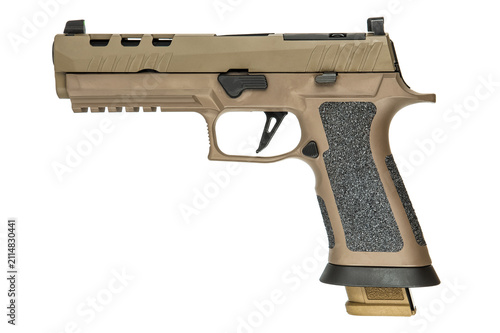 Konstfotografi Modern tan handgun isolated on white