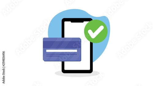 Mobile Payment Success Conceptual Illustration Featuring a Verified Credit Card Transaction