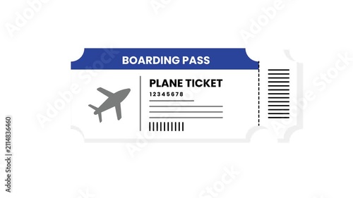 Stylized Plane Ticket Boarding Pass Graphic for Travel and Vacation Planning Concepts