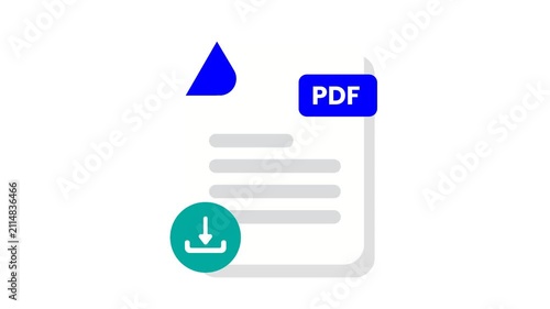 Minimalist Flat Illustration of a PDF File Download Symbol for Digital Documents