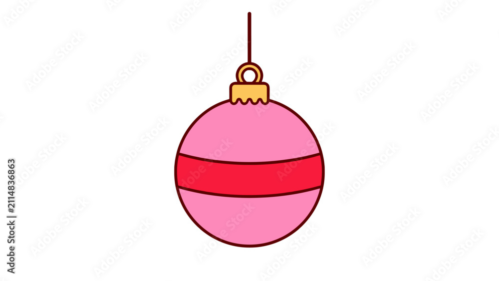 Obraz premium Pink Christmas bauble ornament vector illustration