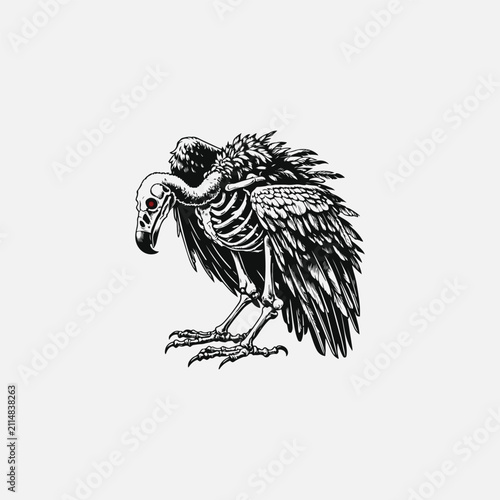 Canvastavla Sketch of a scavenger bird artwork and illustration