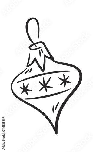 Bauble Hanging With Stars Line Art