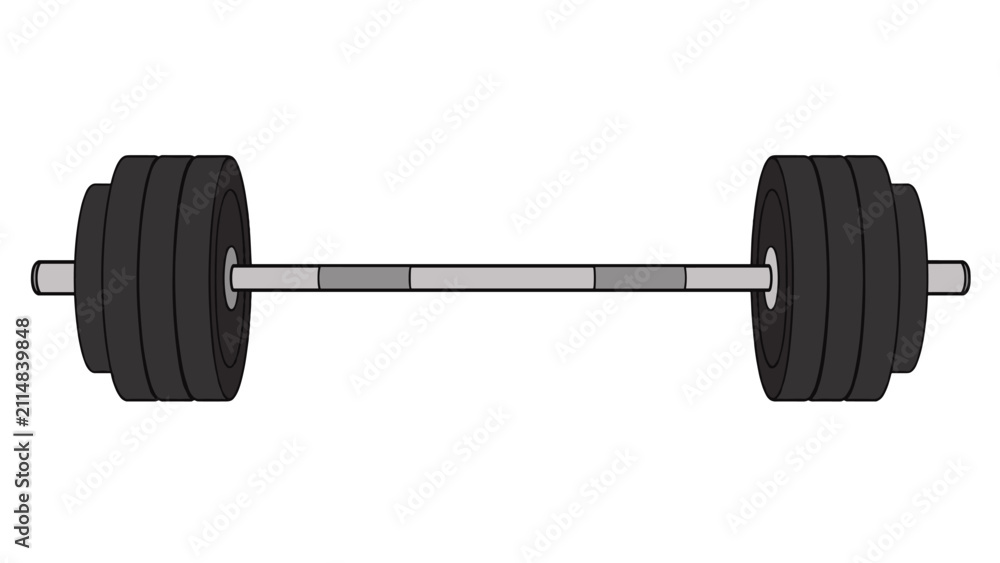 Fototapeta premium Loaded barbell with weight plates isolated on white background