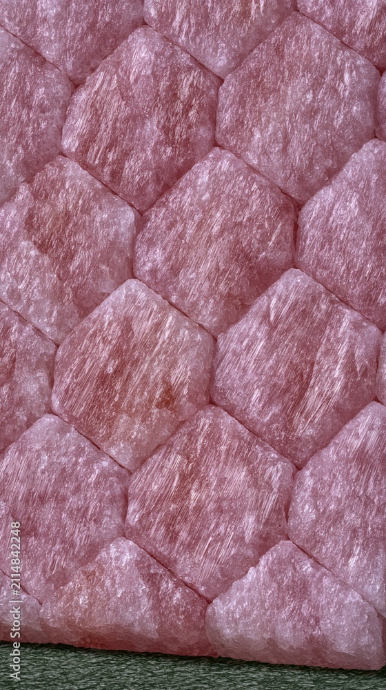 Obraz premium Pink quilted padding arranged in hexagon pattern close up