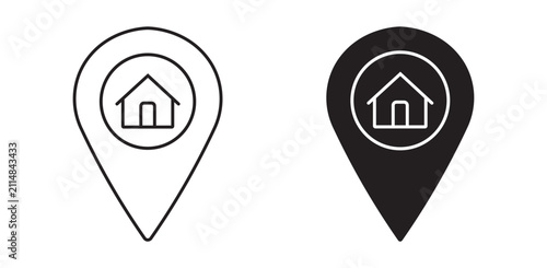 Home Location Icon in Outline and Solid Vector Collection for Address, Navigation and Real Estate