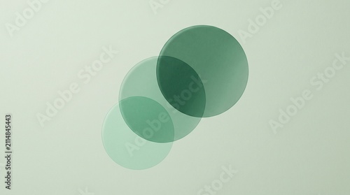 Abstract green circles with overlapping transparency effect in a minimalist style
