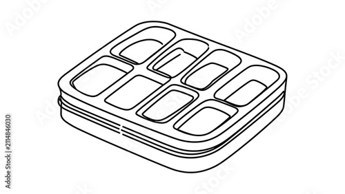 Stacked plastic bento box containers white background.