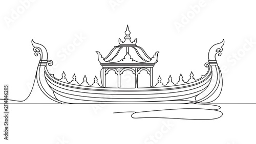 Traditional Thai longtail boat white background.