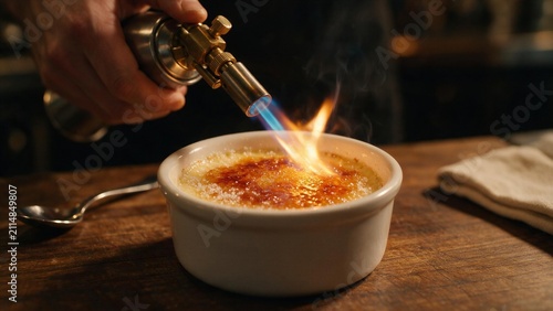 Torching crème brûlée