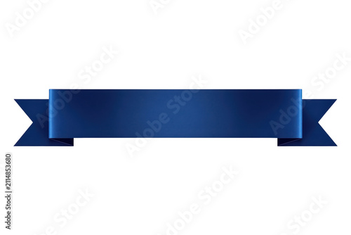 Dark navy satin ribbon banner with forked side tails